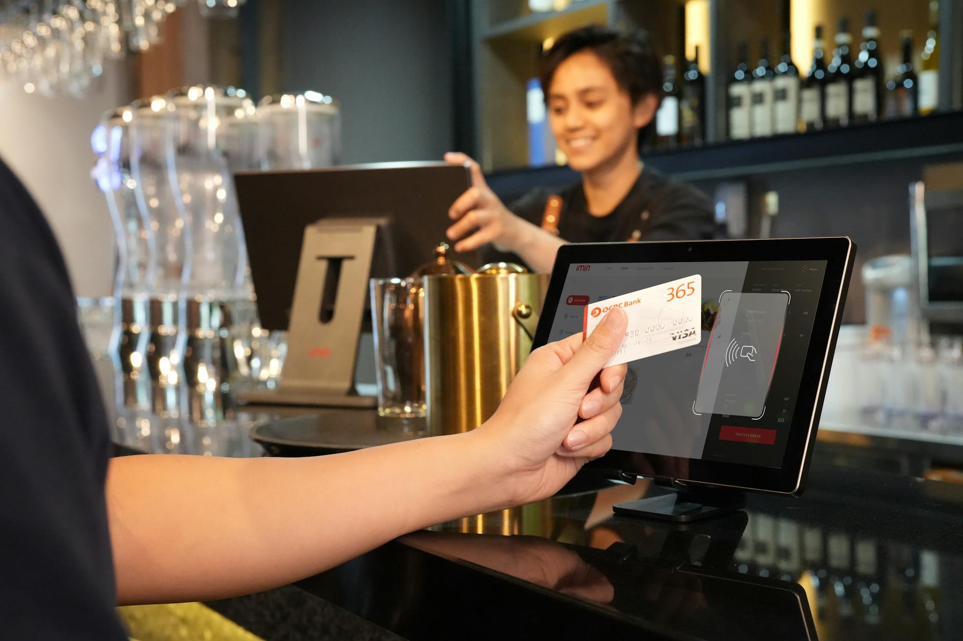 a close up shot of a person having a card payment